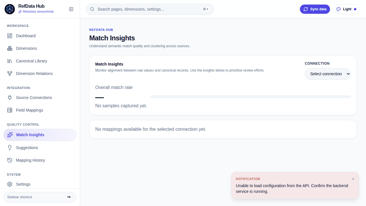 Match insights coverage reporting and human curation workflow